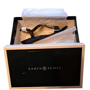 Karen Scott Black CARMEYY Wedge Sandals size 7.5